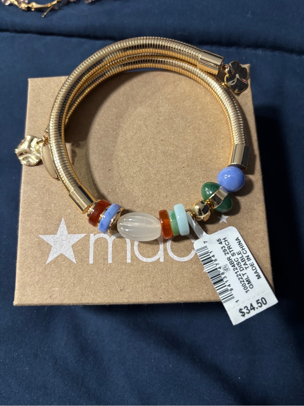 Style & Co Gold Coil Bracelet with Multicolor Beads